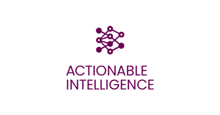 Purple network icon with "Actionable Intelligence" text.